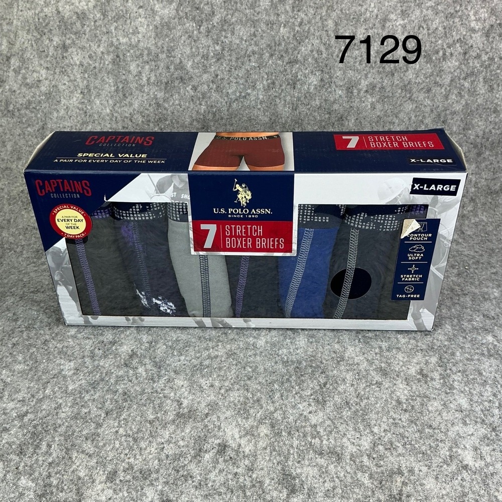 U.S. Polo Assn Mens 7 Pack Stretch Boxer Briefs Captains Collection XL 40-42